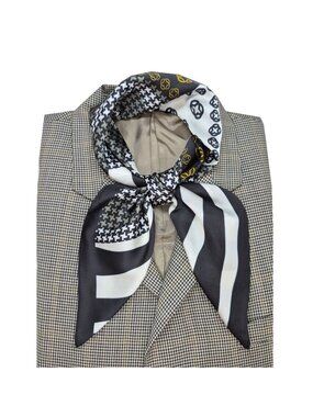 ⭐Luxury Satin Scarf Silky Leopard Animal Print Geometric Bandana Beige Black New